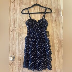 Forever 21 NEW Navy Polka Dot Tiered Dress size medium NWT fitted